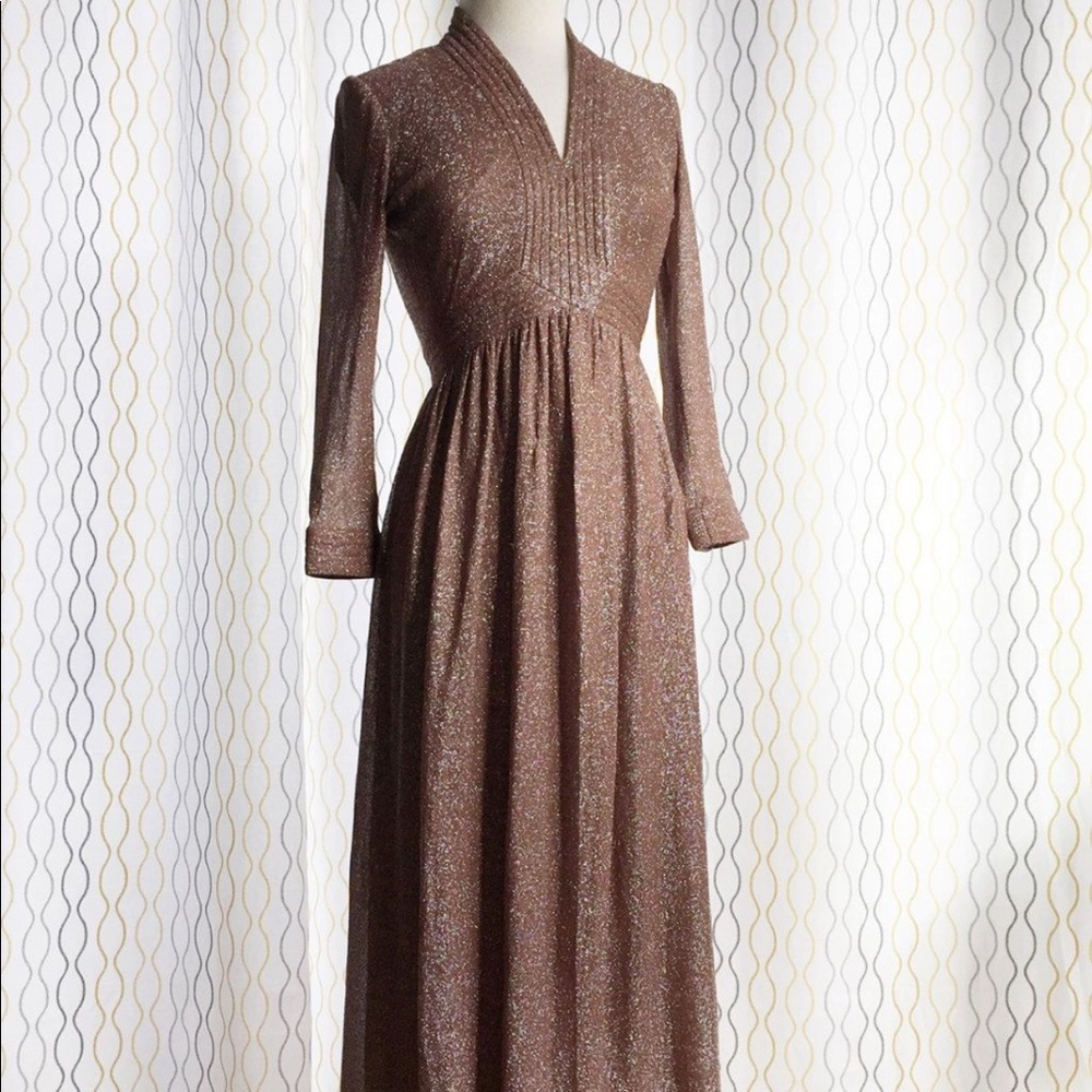 Vintage 70s Lurex Victor Costa Metallic Gown